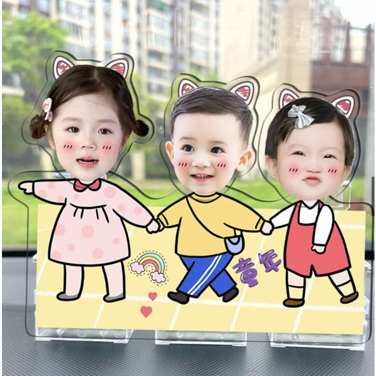 Standee Lắc Đầu Thegioipuzzle Gia Đình 3 người in theo yêu cầu Để Bàn Trang Trí