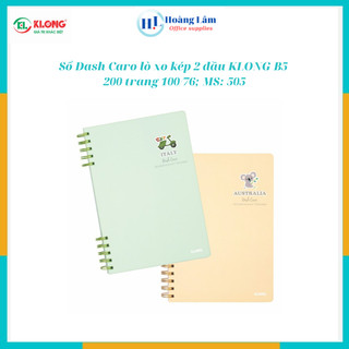  Sổ Dash Caro lò xo kép 2 đầu KLONG B5 200 trang 100 76; MS: 505 