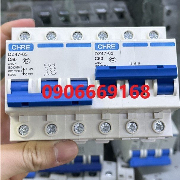 Át CB MCCB Đảo Chiều 1 Pha 3 Pha 32A 40A 50A 63A Hiệu CHRE DZ47-63 DZ4763