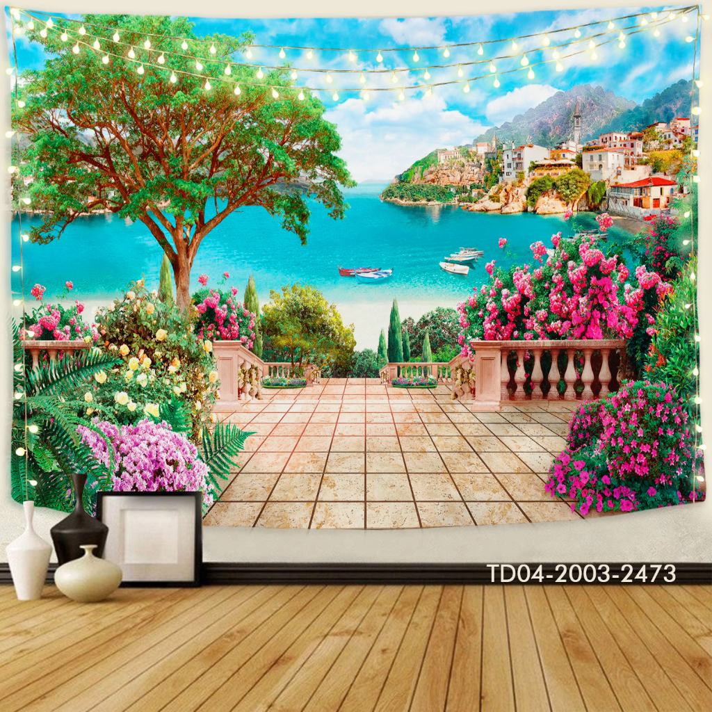 Tranh vải treo tường decor phòng khách, phòng ngủ, sự kiện Tặng kèm bộ móc treo