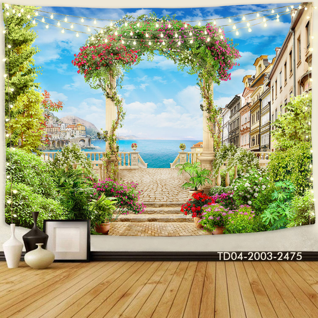 Tranh vải treo tường decor phòng khách, phòng ngủ, sự kiện Tặng kèm bộ móc treo