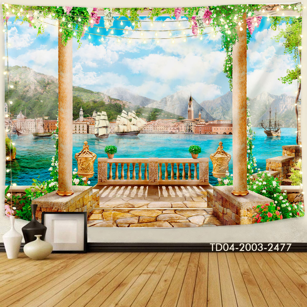 Tranh vải treo tường decor phòng khách, phòng ngủ, sự kiện Tặng kèm bộ móc treo