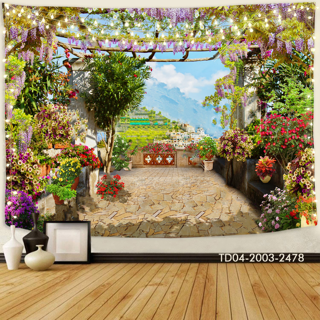 Tranh vải treo tường decor phòng khách, phòng ngủ, sự kiện Tặng kèm bộ móc treo