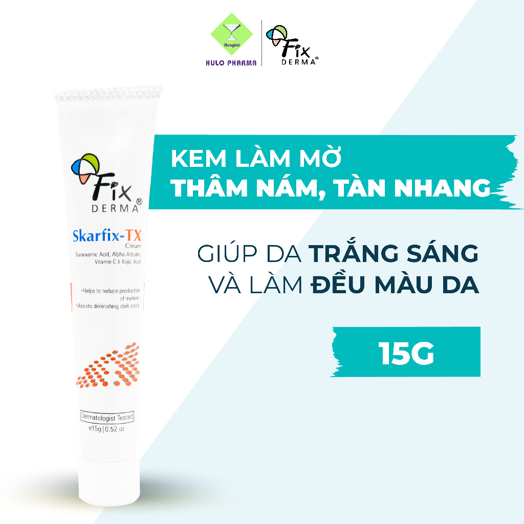 Kem Mờ Nám Giảm Thâm Tàn Nhang FIXDERMA Skarfix - TX Cream Giúp Dưỡng Ẩm, Trắng Sáng, Làm Đều Màu Da 15g [Hùng Lợi]