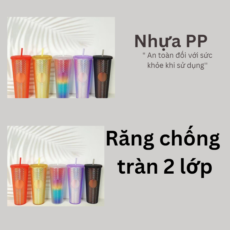 Ly uống nước nhựa trụ kim cương lấp lánh 700ml kèm ống hút nhựa PP mang nắp chống tràn có thể mang đi nhiều nơi | BigBuy360 - bigbuy360.vn