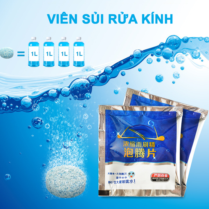 Viên sủi rửa kính xe hơi, xe ô tô  siêu sạch, vệ sinh, làm sạch kính xe oto chuyên dụng,tiện lợi by  Đồ chơi ô tô AZ94