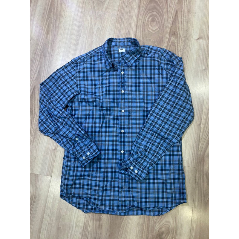 Áo sơ mi Uniqlo hàng 2hand sọc caro xanh