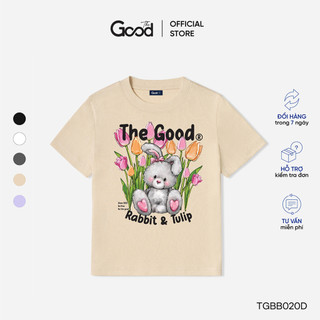 Áo Phông Nữ THE GOOD "Rabbit & Tulip", Áo Baby Tee In Họa Tiết Hoa Tulip Form Ôm Chất Cotton Co Giãn