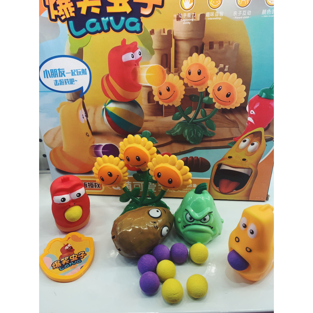 Bộ Đồ chơi Zombie hoa quả nổi giận, Bộ mô hình sâu Larva tuba, đồ chơi hoa quả nổi giận cực hot