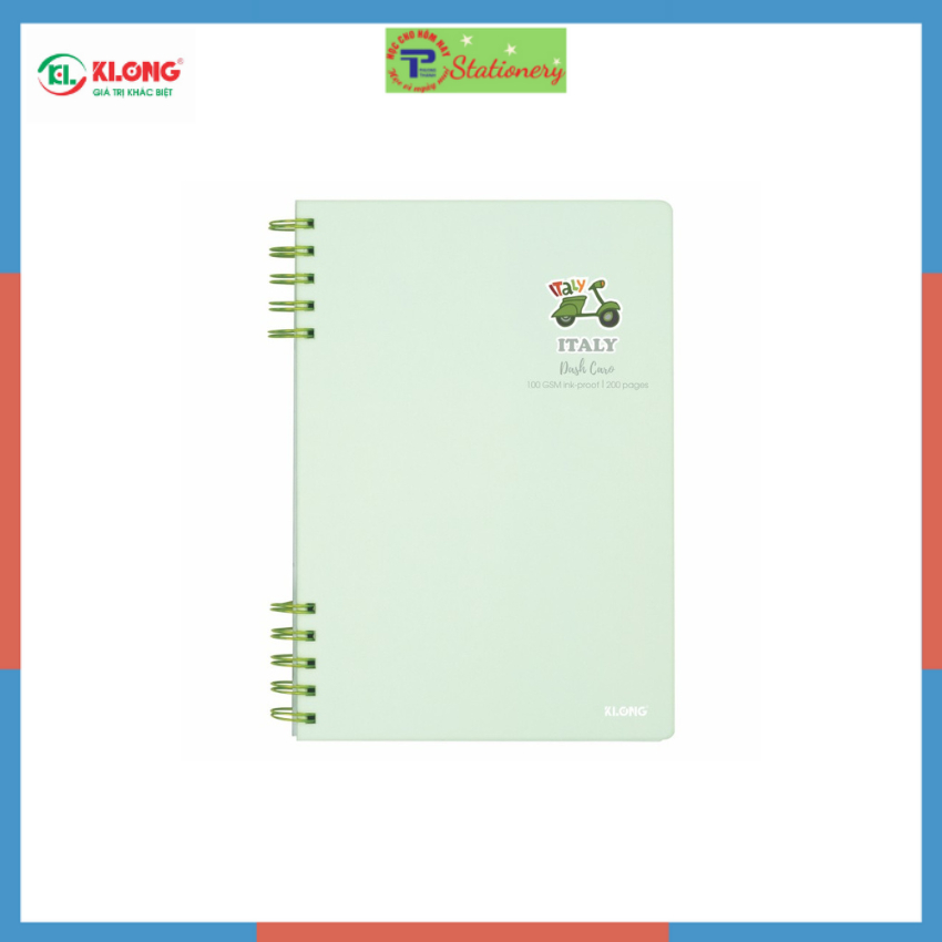 Sổ Dash Caro lò xo kép 2 đầu KLONG B5 200 trang 100/76; MS: 505