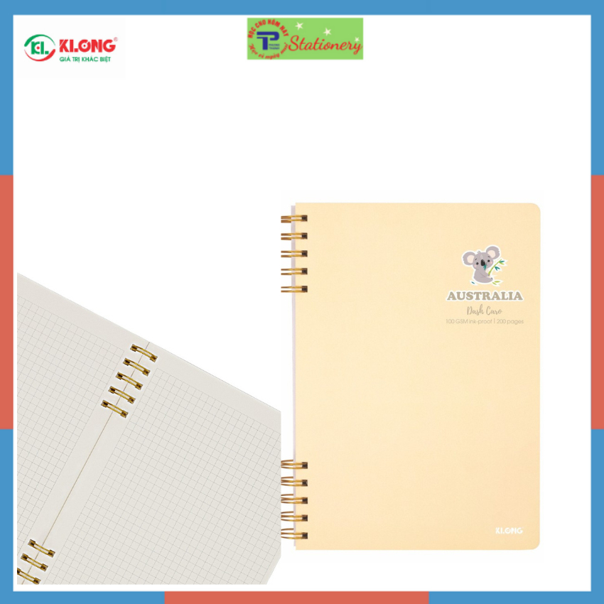 Sổ Dash Caro lò xo kép 2 đầu KLONG B5 200 trang 100/76; MS: 505