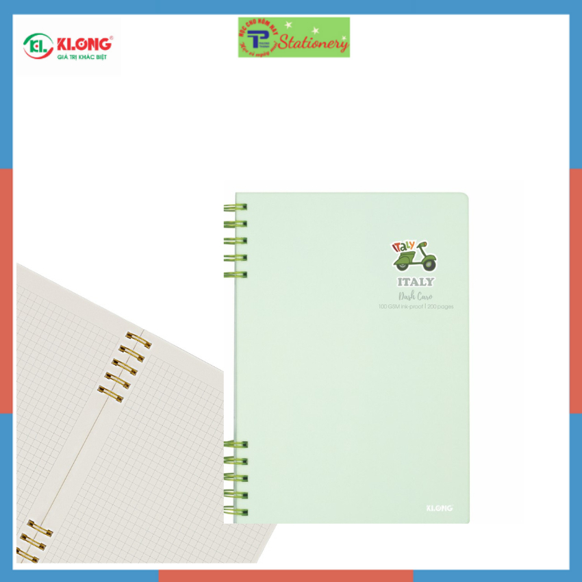 Sổ Dash Caro lò xo kép 2 đầu KLONG B5 200 trang 100/76; MS: 505