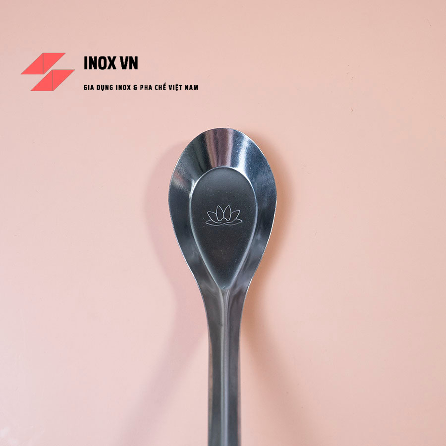 Thìa inox hoa sen cán ngắn loại dày ~ ăn cơm, ăn phở
