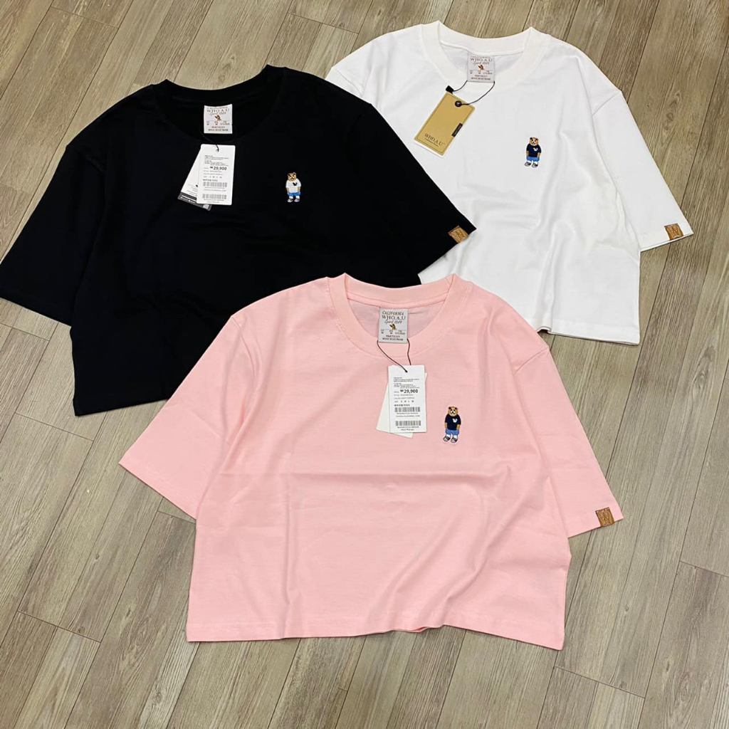 [ẢNH THẬT-CÓ SẴN] Crop tay ngắn thêu gấu mã W