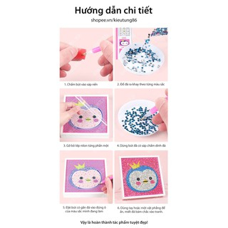 Tranh Đính Đá 5D DIY Hình Công Chúa Đáng Yêu Giúp Bé Rèn Luyện Tính Kiên Trì Sáng Tạo