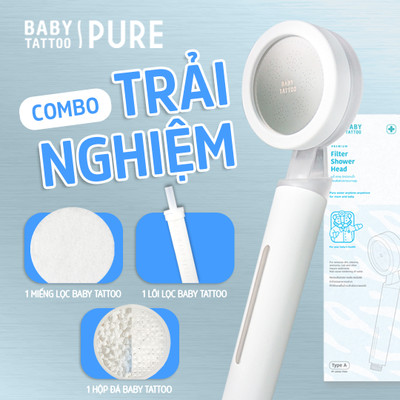 Combo Trải Nghiệm Vòi Sen Tắm Cao Cấp Khử Clo, Lọc Nước Type A BABY TATTOO