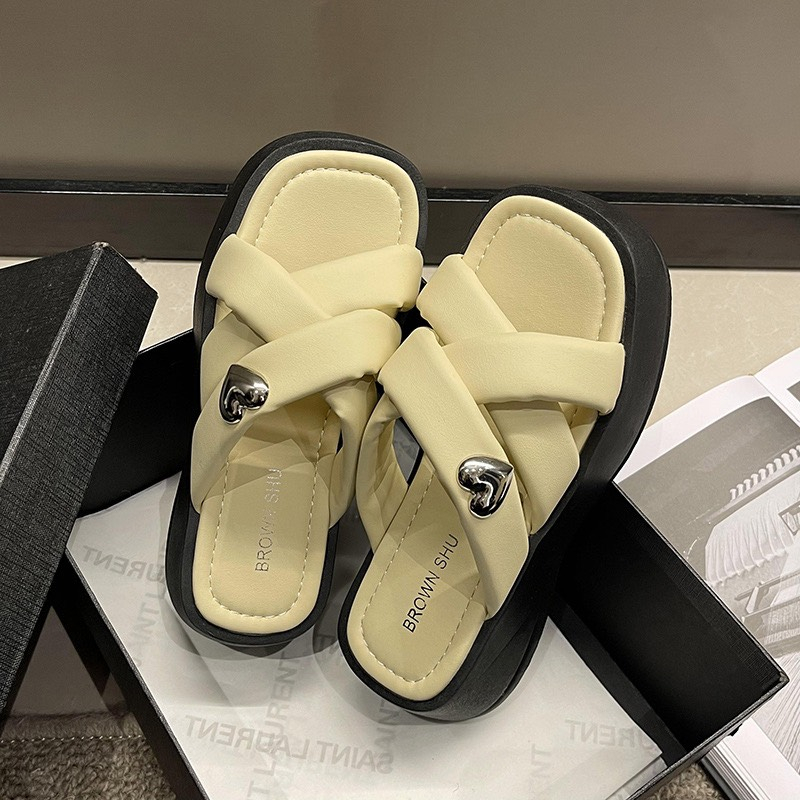 Dép nữ thời trang đế đúc tăng chiều cao quai chéo 3 màu