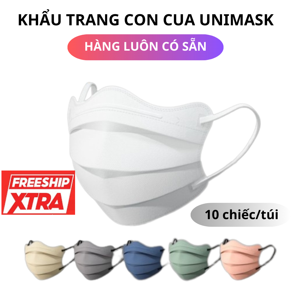 Hộp 100 Chiếc Khẩu Trang Con Cua Kháng Khuẩn Con Cua UniMask Siêu Ôm Mặt