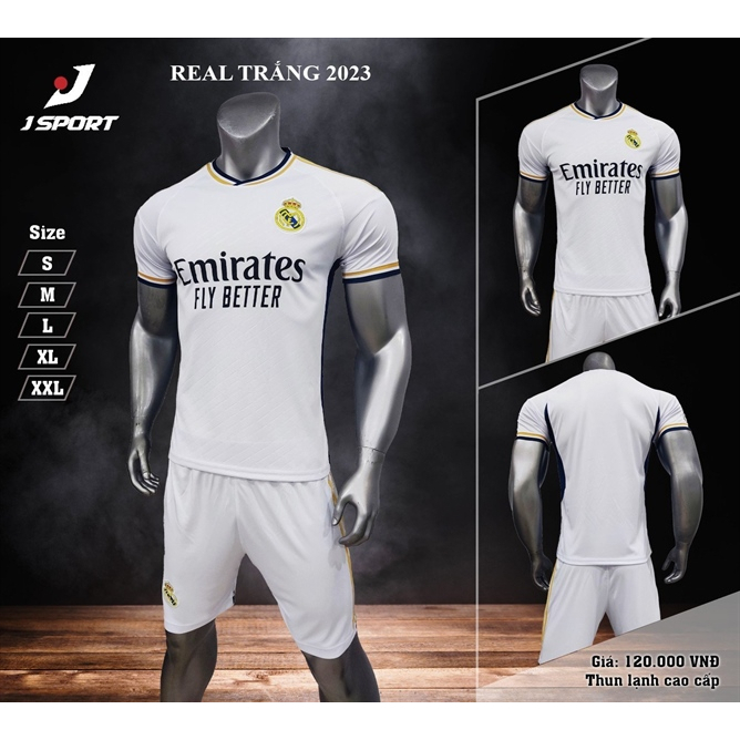 Bộ quần áo đá banh CLB Real Madrid Trắng sân nhà 2024 - Quần trắng JP
