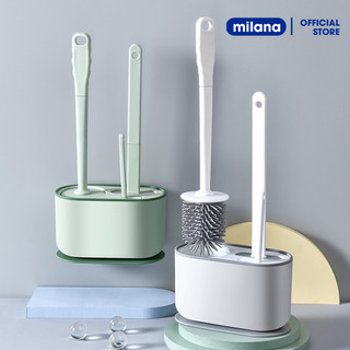Bộ chổi cọ vệ sinh toilet gắn tường | Cọ bồn cầu bàn chải silicon mềm mại lau sạch mọi ngóc ngách, vết bẩn