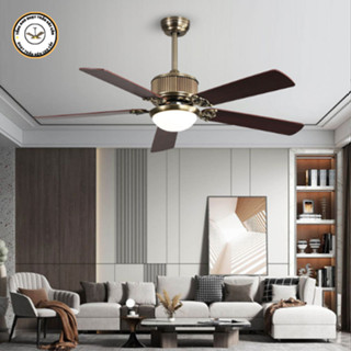 Quạt Trần, Quạt Trần Đèn 5 Cánh Gỗ Động Cơ DC 6 Số Đèn 3 Chế Độ Sáng Thiết kế Cổ Điển (348_BH 5 Năm)