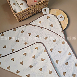 Set Chăn quấn sơ sinh  cho bé vải xô muslin 4 lớp mùa hè mềm mịn mát - Dilli Bebe