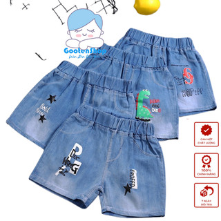 Quần short jean, quần đùi jean bé trai hàng xuất dư họa tiết phối chất vải cotton mềm mịn  QN6
