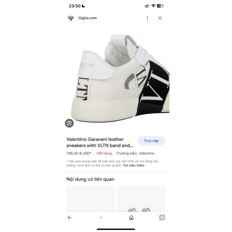 (Used) Giày Valentino Garavani Calfskin Low-Top chính hãng
