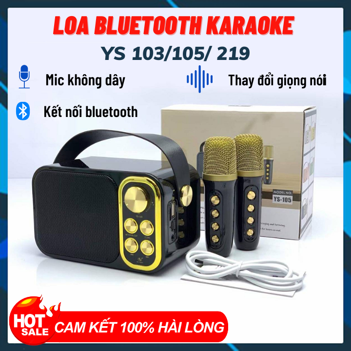 Loa Bluetooth Mini Karaoke Tặng Kèm Mic  YS-103/105/219 Không Dây Công Suất 10W Bảo Hành 12 Tháng
