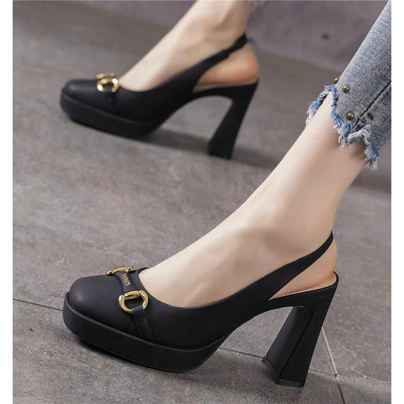giày dép nữ cao gót 9P hàng QC sang chảnh quý phái Full 2 màu đen, size 35-39