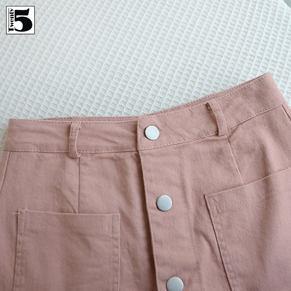 Quần Short Giả Váy Đính Cúc TWENTYFIVE 4754 - Chân Váy Chữ A Dáng Ngắn Trẻ Trung, Năng Động