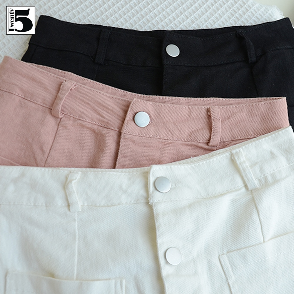 Quần Short Giả Váy Đính Cúc TWENTYFIVE 4754 - Chân Váy Chữ A Dáng Ngắn Trẻ Trung, Năng Động