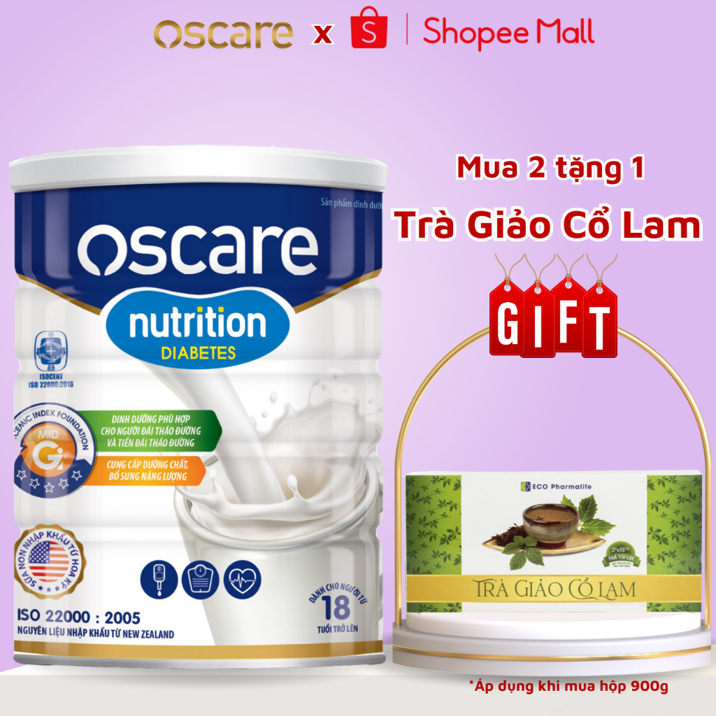 Sữa Cho Người Tiểu Đường OSCARE Nutrition Diabetes Giúp Ổn Định Đường Huyết, Ăn Ngon Ngủ Ngon Hộp 900g