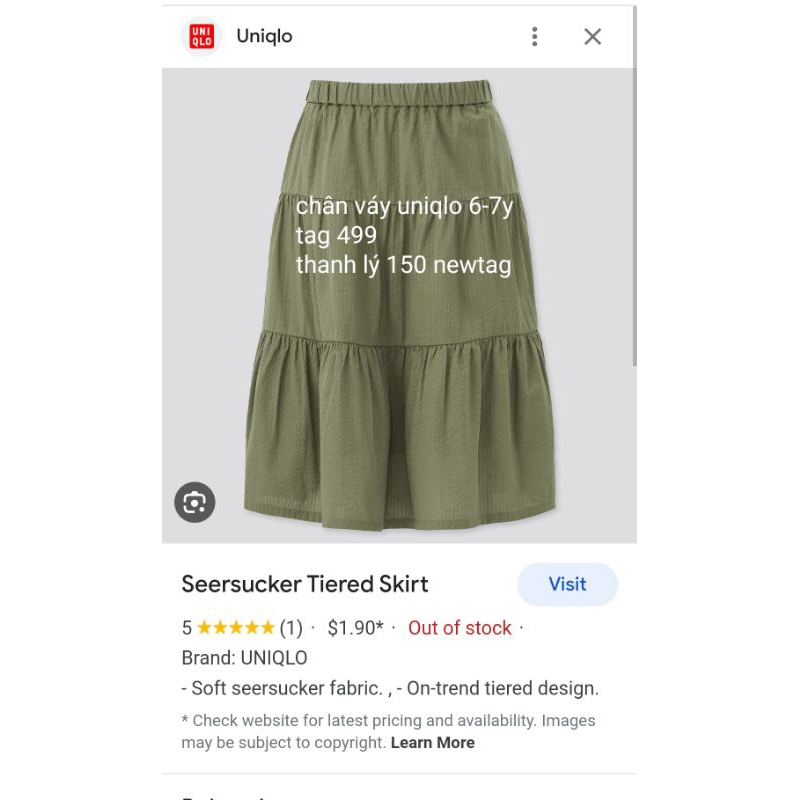 Thanh lý chân váy bé gái uniqlo