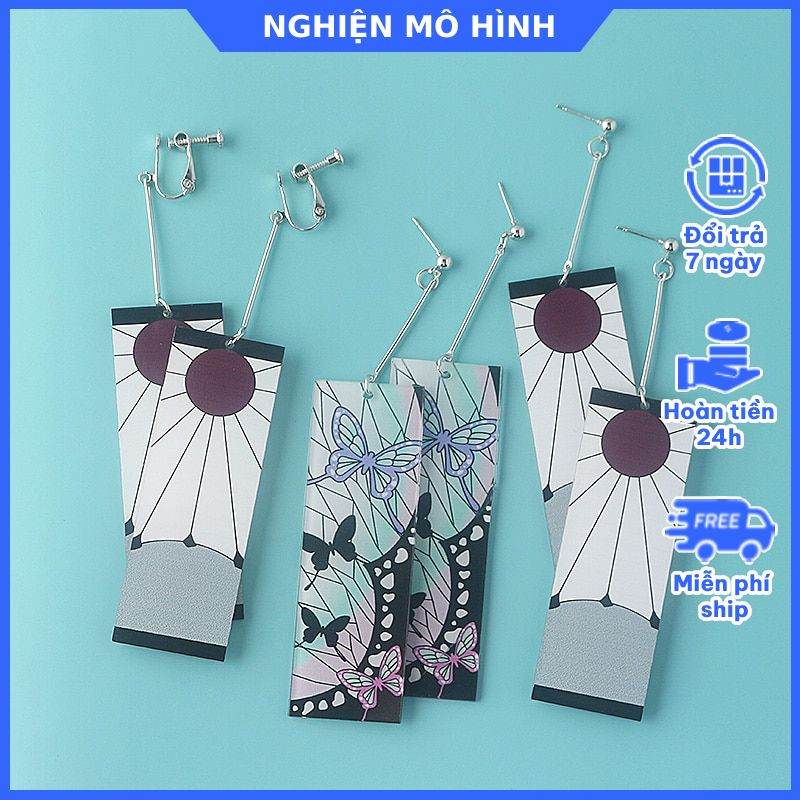 Khuyên tai cosplay Thanh gươm diệt quỷ Kimetsu No Yaiba bông tai Tanjiro Nezuko Shinobu Zenitsu Shinobu