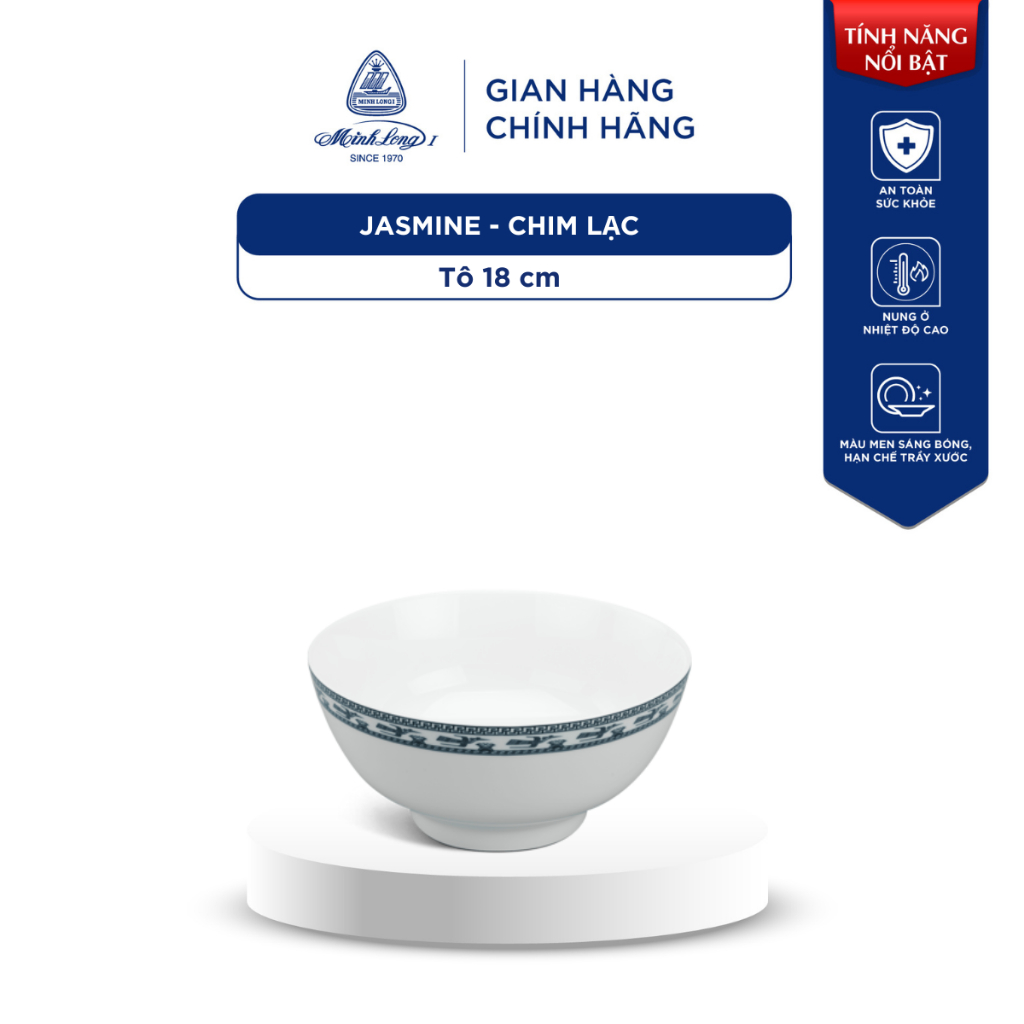 [GIÁ ƯU ĐÃI] Tô Vành Sứ Cao Cấp Minh Long 22 cm - Jasmine - Chim Lạc