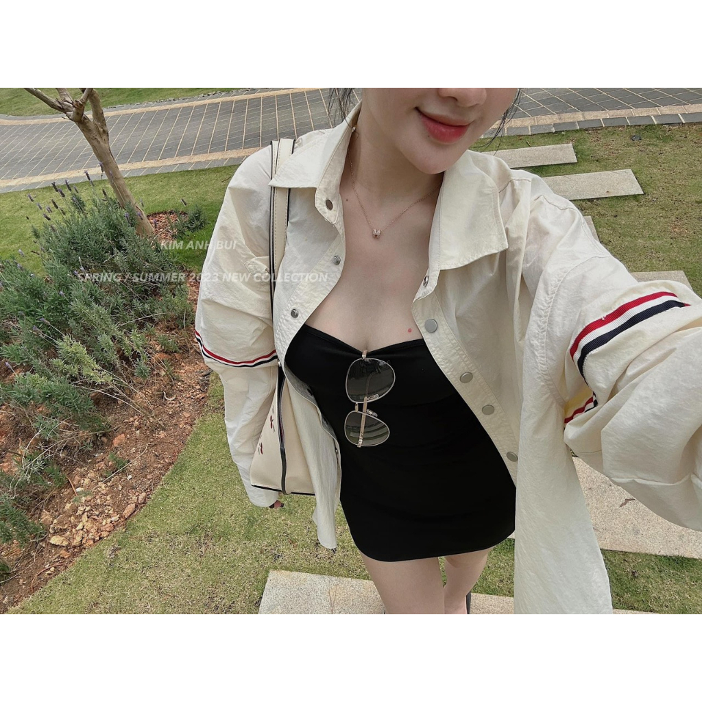 Áo Sơ Mi Thom Be Cúc Bấm Vải Cotton Lụa Kiểu Dáng Khoác Hiện Đại Form Rộng Mẫu Hot 2023