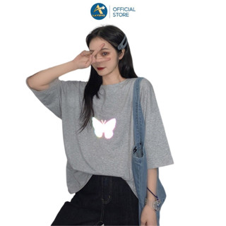 Áo Thun Form Rộng Tay Lỡ Unisex Nam Nữ Dạ Quang Bướm LAVIPIG