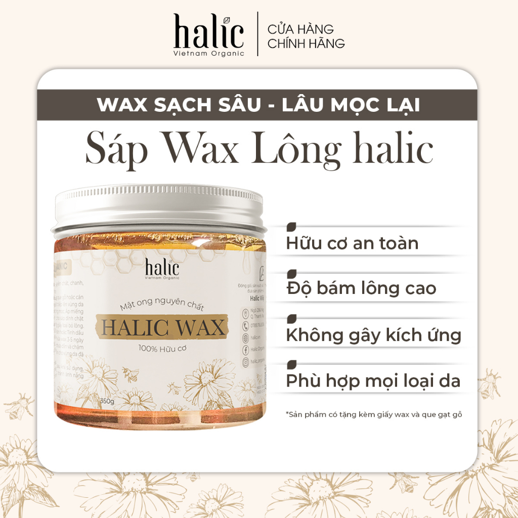 Sáp wax lông Halic Organic 350G wax lông nách, chân tay, an toàn hiệu quả tại nhà