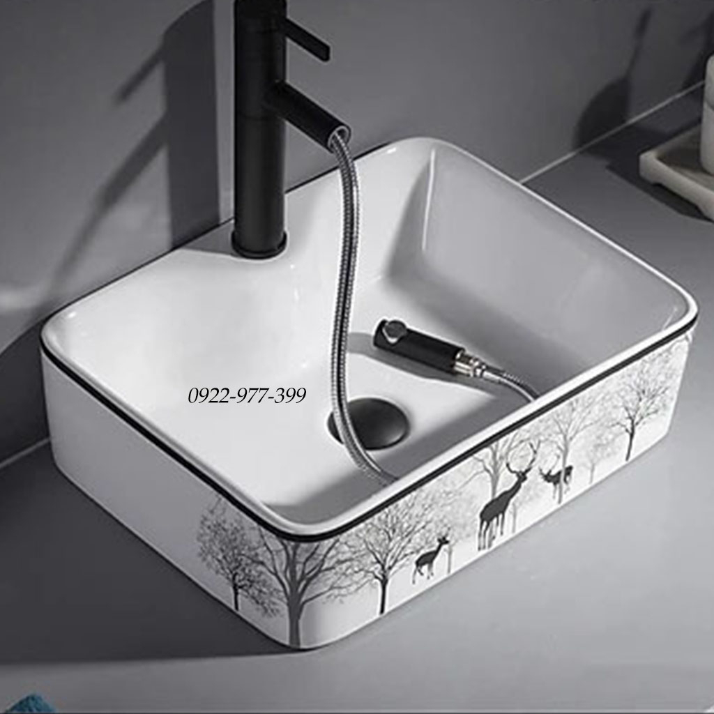 Chậu Rửa Mặt Lavabo Đặt Bàn,Lavabo Đặt Bàn Đá Vuông,Bồn Rửa Tay Đặt Bàn Đá Họa Tiết,Lavabo Đặt Bàn Giá Rẻ