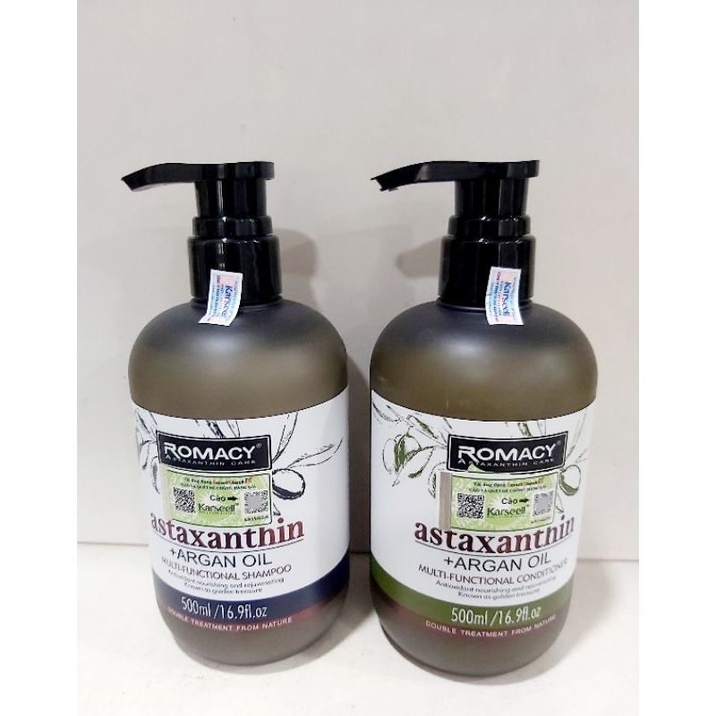 Bộ dầu gội xả dưỡng sinh Romacy Astaxanthin 500ml× 2