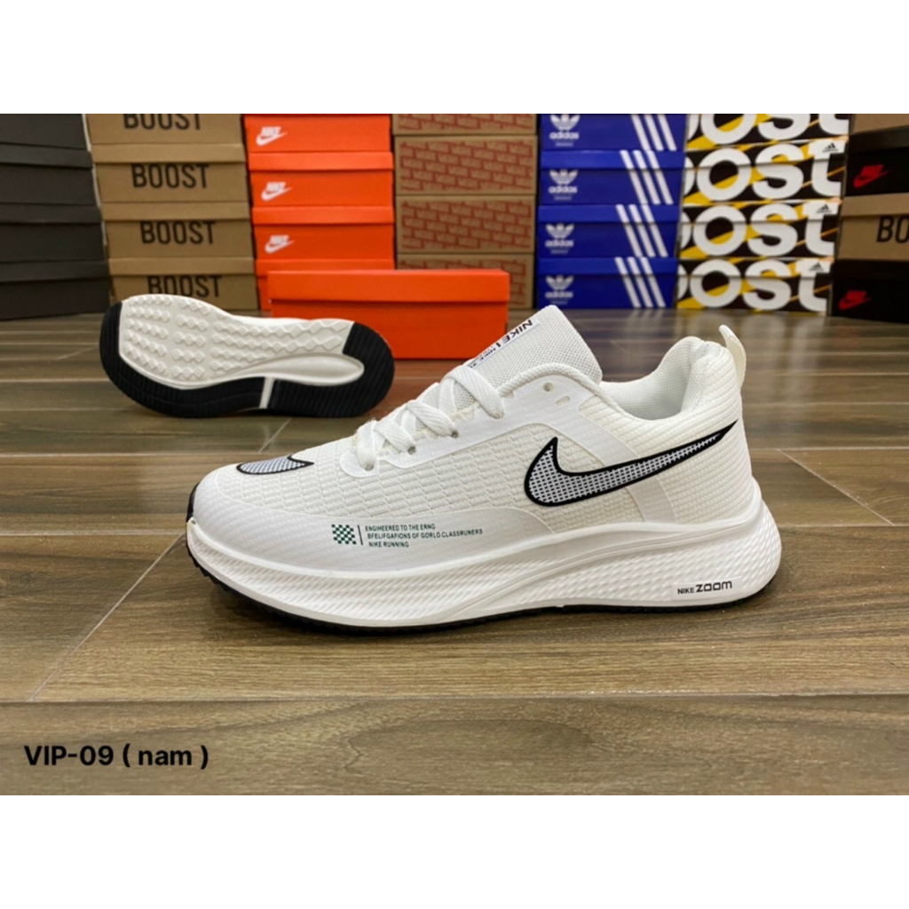 Giày Thể Thao Nam Nike Zoom, Giày Nam Chạy, Đi Bộ Đế Mềm Nike Zoom Trắng Đế Đen Trắng - FREESHIP +Hỗ trợ đổi size
