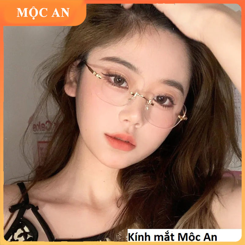 (X2) Kính không gọng MOCAN 2022 thời trang tri thức sang chảnh chống ánh sáng xanh gọng chữ nhật bo tròn