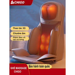 Đệm ghế massage toàn thân Chigo kèm hồng ngoại trị liệu có túi khí hơi,Máy mát sa cổ vai gáy thắt lưng làm giảm đau nhuc