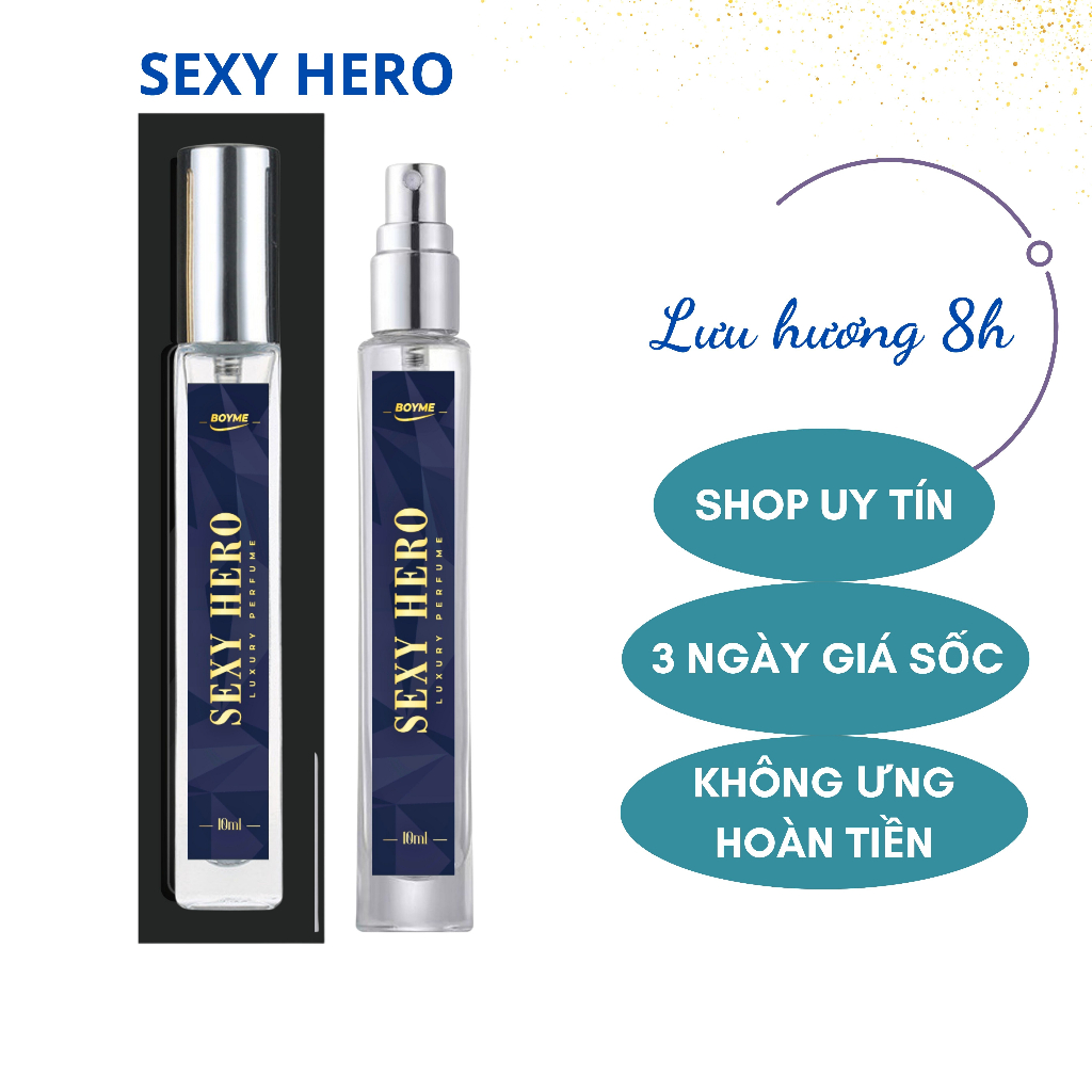 Nước Hoa Nam Thơm Lâu Sexy Hero 10Ml Dạng Xịt, Lấy Cảm Hứng Từ Nước Pháp Huyền Thoại, Mang Hương Thơm Quyến Rũ