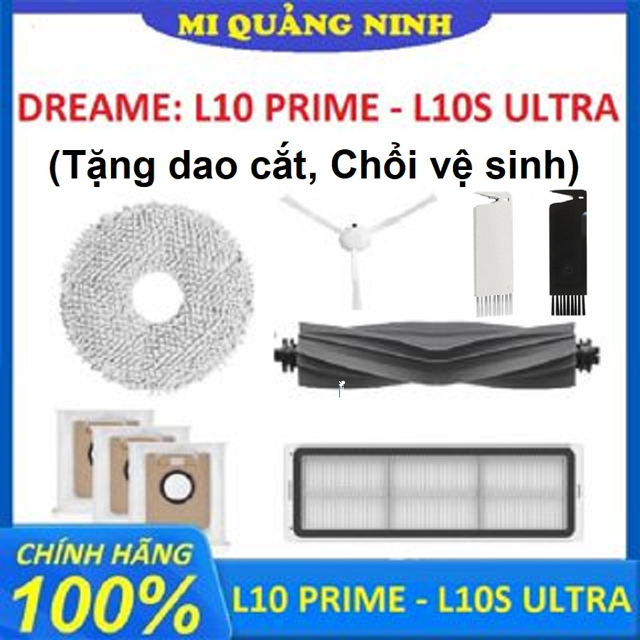 Phụ kiện Robot hút bụi Dreame L10S Ultra, L10 Prime - Chổi chính, Lọc Hepa, Khăn lau, Chổi cạnh, Túi đựng rác