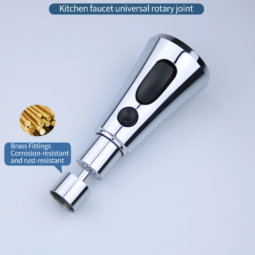 Đầu nối inox gắn vòi nước bồn rửa nhà bếp, thiết kế xoay 360 độ linh hoạt, với 3 chế độ phun nước đa năng