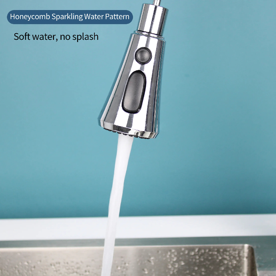 Đầu nối inox gắn vòi nước bồn rửa nhà bếp, thiết kế xoay 360 độ linh hoạt, với 3 chế độ phun nước đa năng