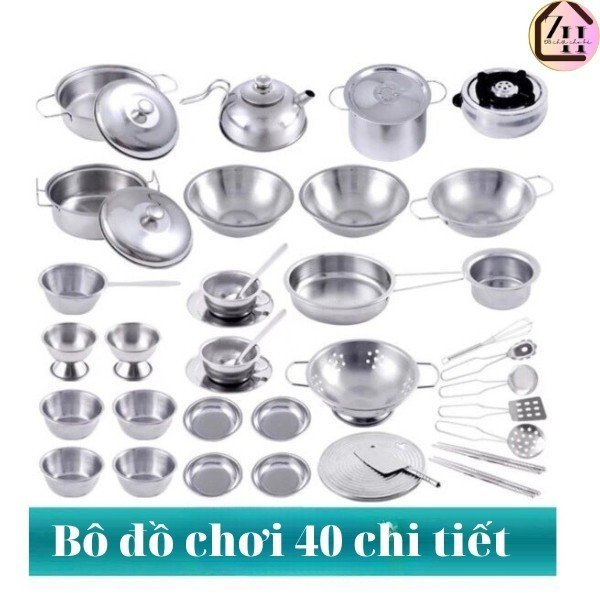 Bộ đồ chơi nấu ăn bằng inox 40 món cho bé yêu
