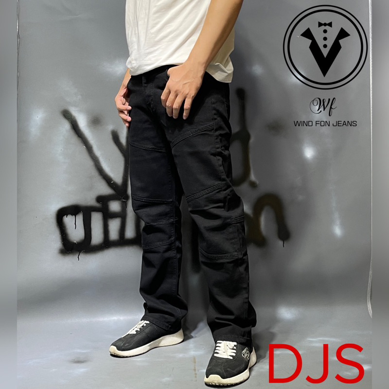 Jean Ống Rộng Phong Cách Biker Co Giãn